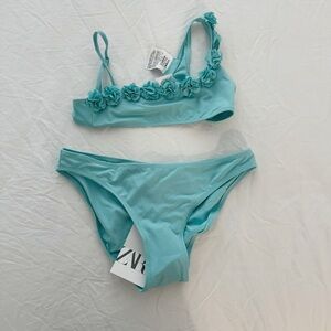 NWT Zara kids baby blue two piece swimsuit